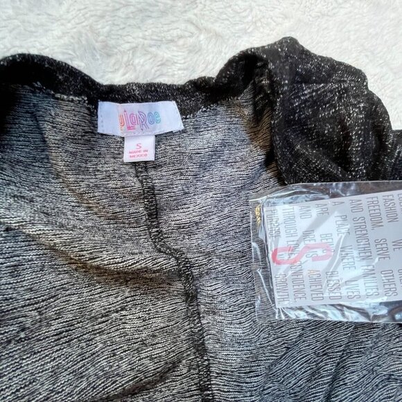 Lularoe Simply Comfortable Black/White Open Front Duster Cardigan Sweater Small - Picture 3 of 8